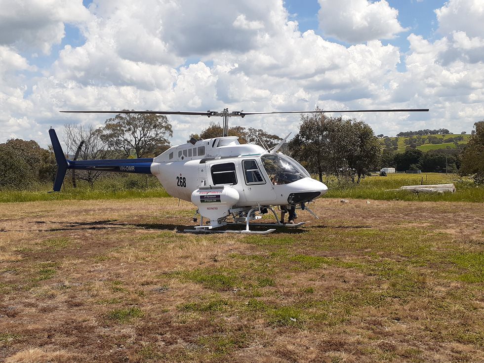 Aerial weed control spraying along Hume Highway